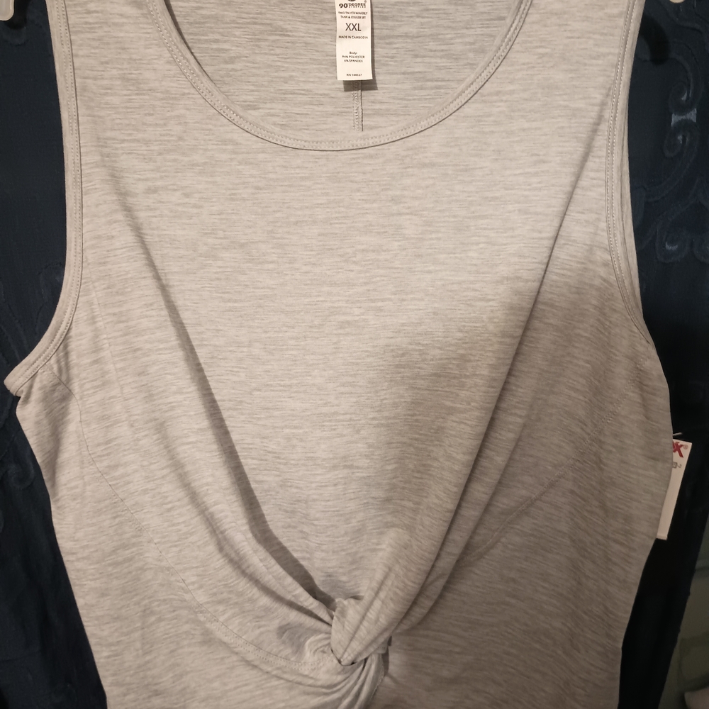 90 Degree By Reflex Light Gray Knot-Front Tank Top